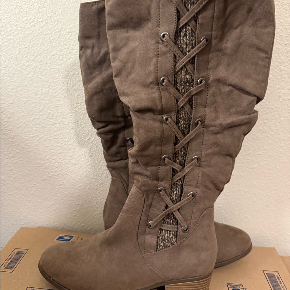 So Sweater Sloth Stylish Brown Knee-High Boots